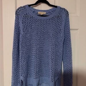 Michael Kors Open Weave Crochet Crew Neck Sweater